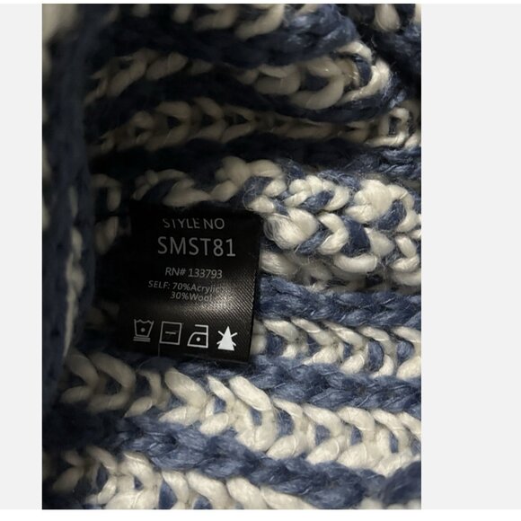 WOMEN'S ANTHROPOLOGIE POL BLUE STRIPED WOOL BLEND MOCK NECK SWEATER SMALL NWT - Picture 8 of 12